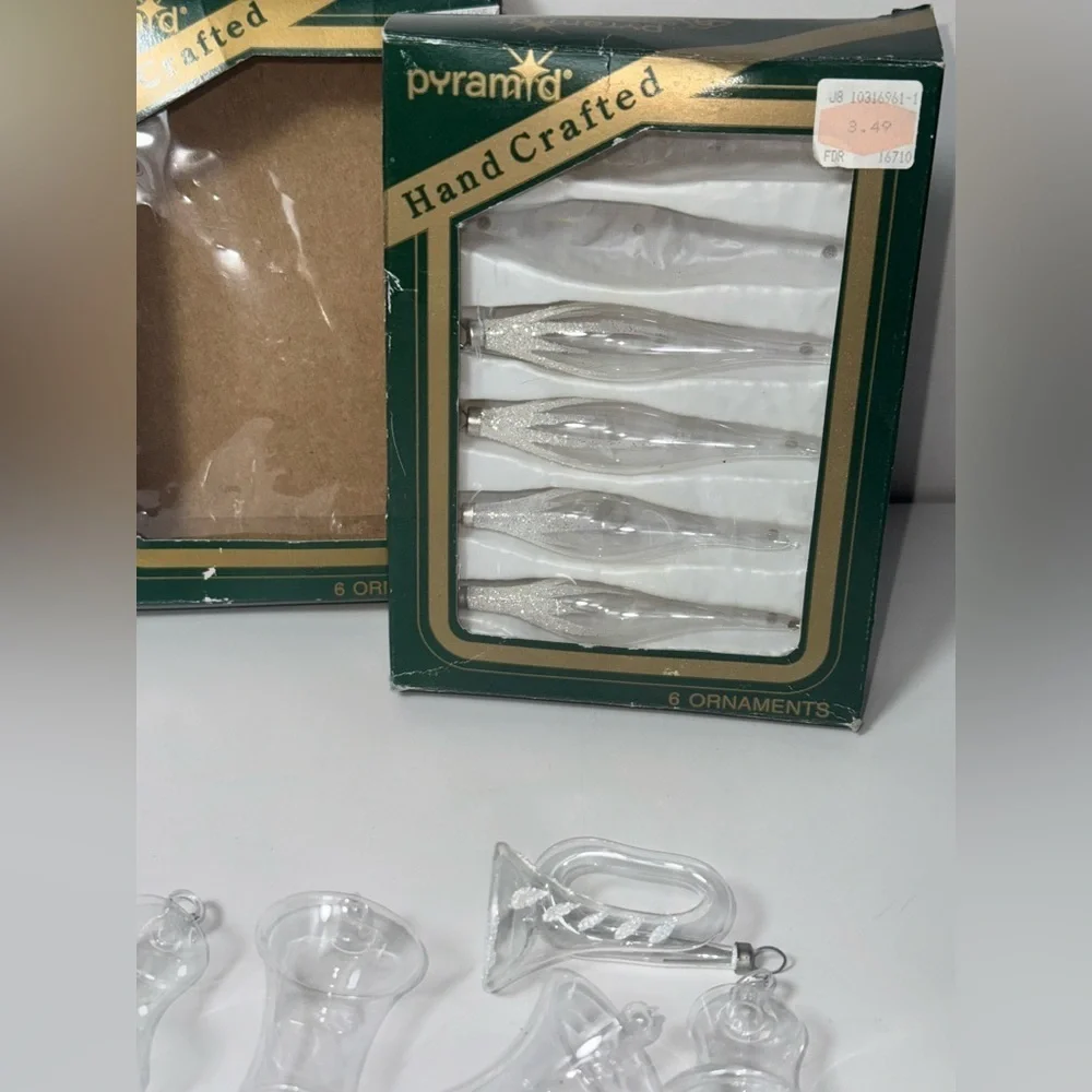 Vintage Pyramid hand crafted glass clear ornaments-